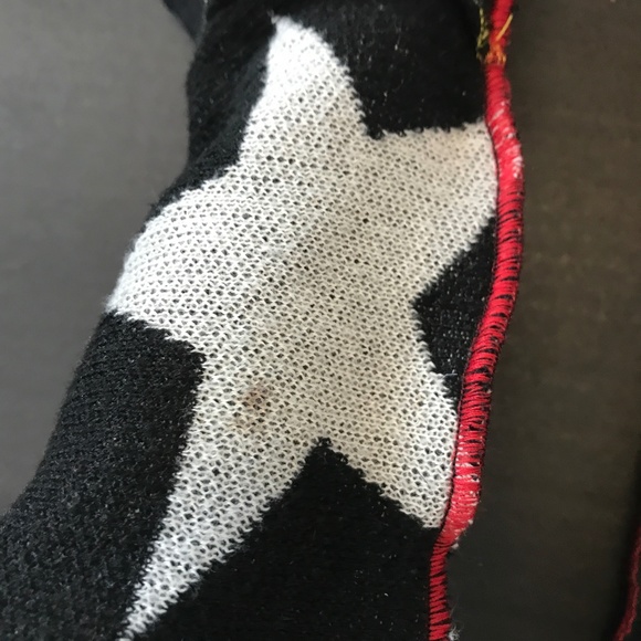 Upcycled Gloves Black Star Handwarmers Patchwork Armwarmers Striped Arm Warmers - Picture 3 of 7